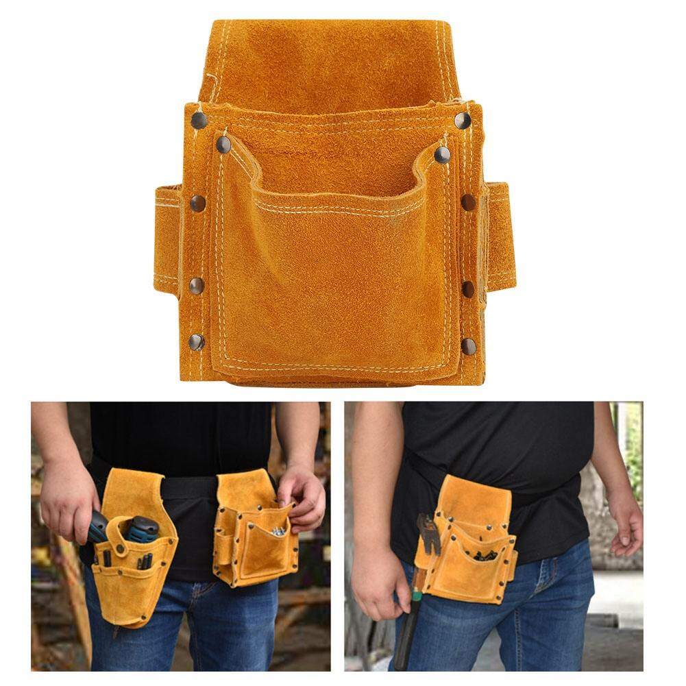 Tool Waist Storage Bag Work Apron Durable Cowhide Construction Portable Multifunctional Hardware Tool Storage Ginger Color