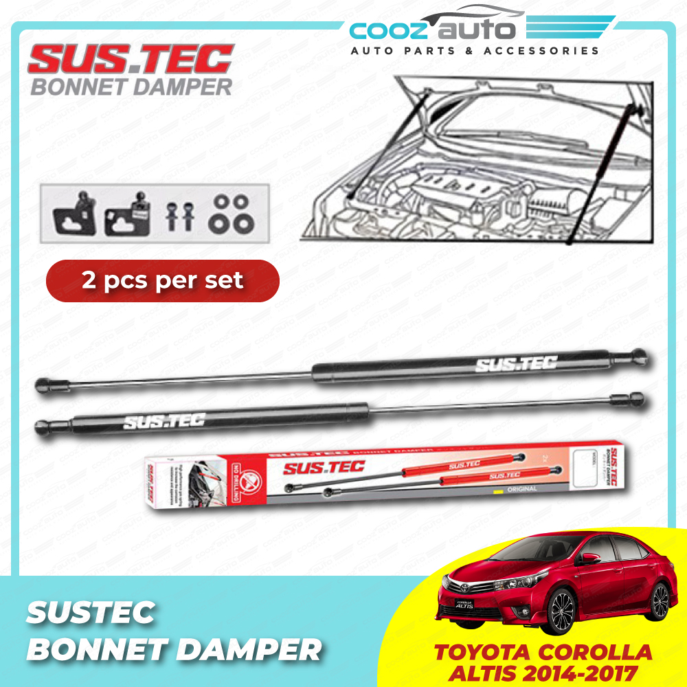 thumbnail image 2 of Hood Struts Lift Supports For Toyota Corolla 2014-2017 – Pair, Stainless Steel 2 of 5