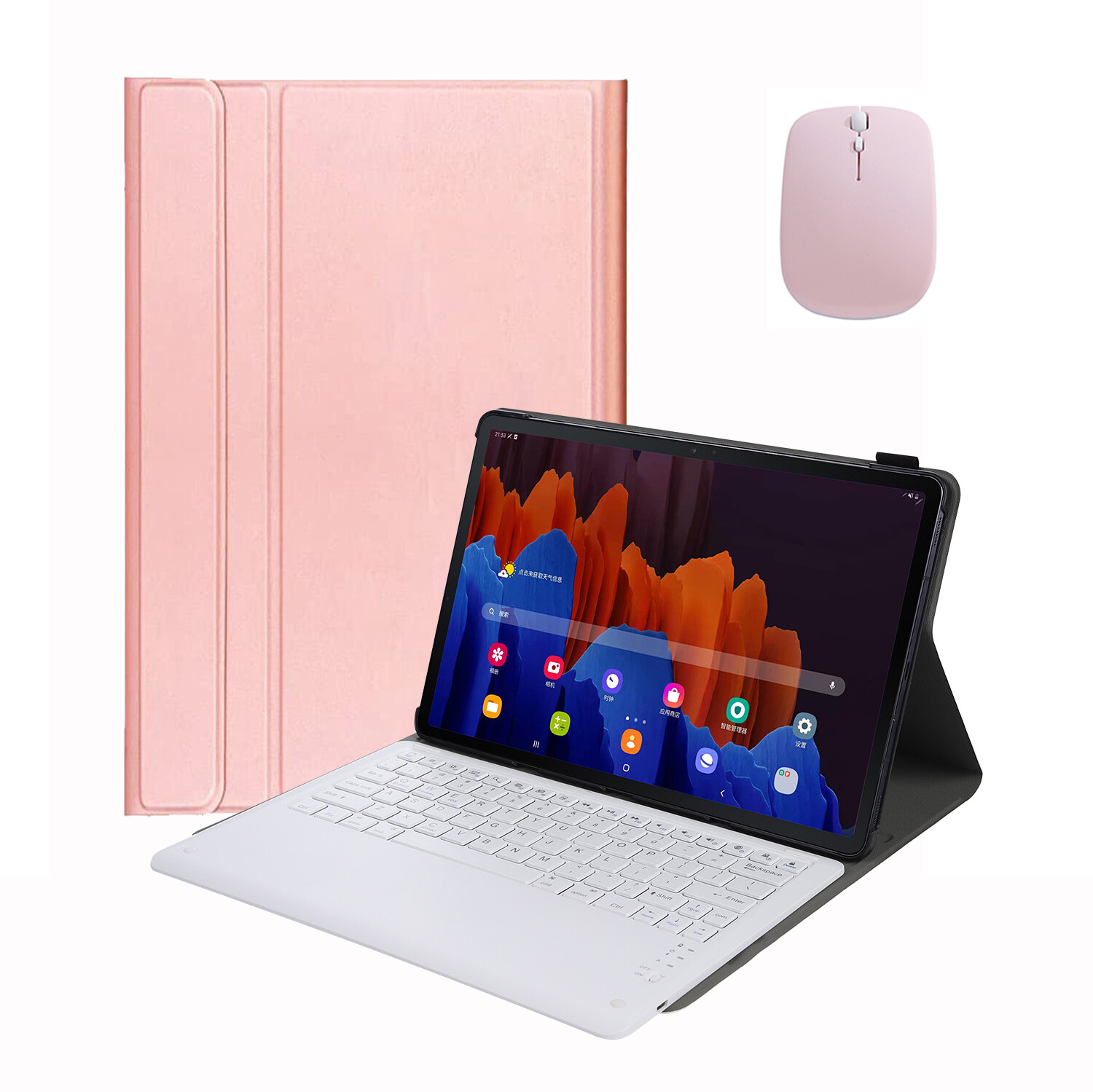 Keyboard Case with Bluetooth Mouse for Samsung Tab S9 Plus 2023, Tab S8 Plus 2022, Detachable Wireless Keyboard with Slim Lightweight Stand Cover for Galaxy Tab S9 FE Plus, Tab S7 FE/Tab S7 Plus 12.4 inch