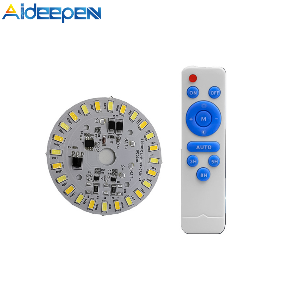 Aideepen Round 3.2V 3.7V Two-color LED Solar Light Source Panel 12W Solar Ceiling Lamp Panel Remote Control Lamp Panel for Solar Yard Lights
