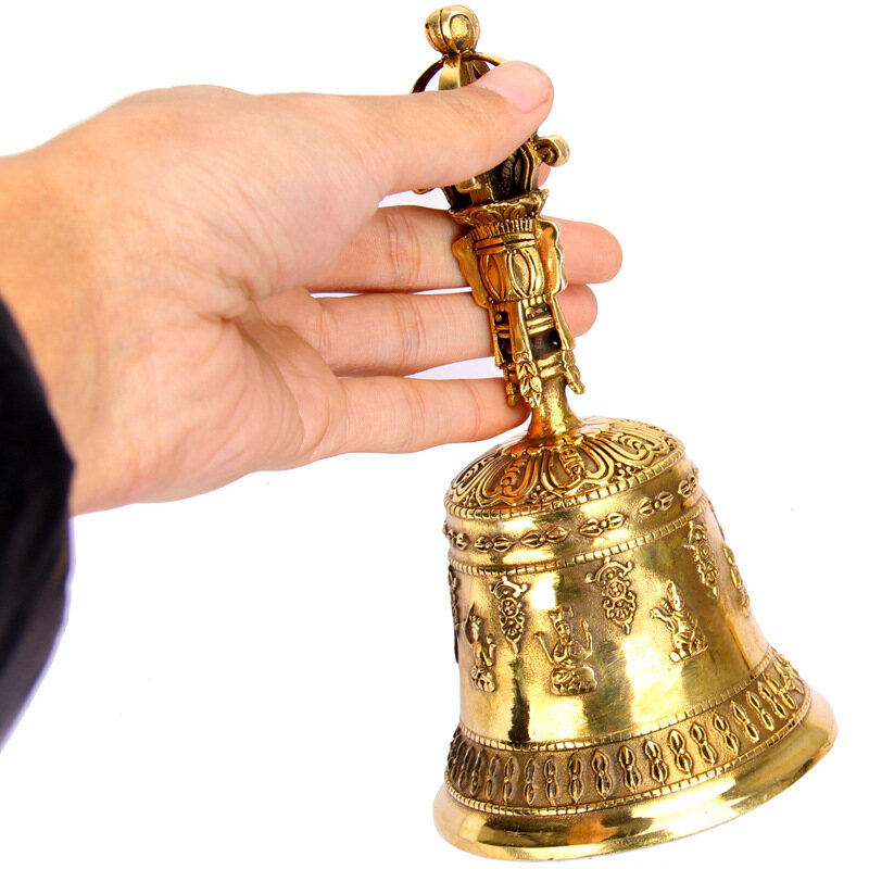 Chuông phật pháp bằng đồng nguyên chất đạo chuông đồ dùng đạo giáo và phật giáo lễ và nhạc cụ phật giáo chuông phật cuộn bằng tay chuông đồng và nhà sư chuông đồng.