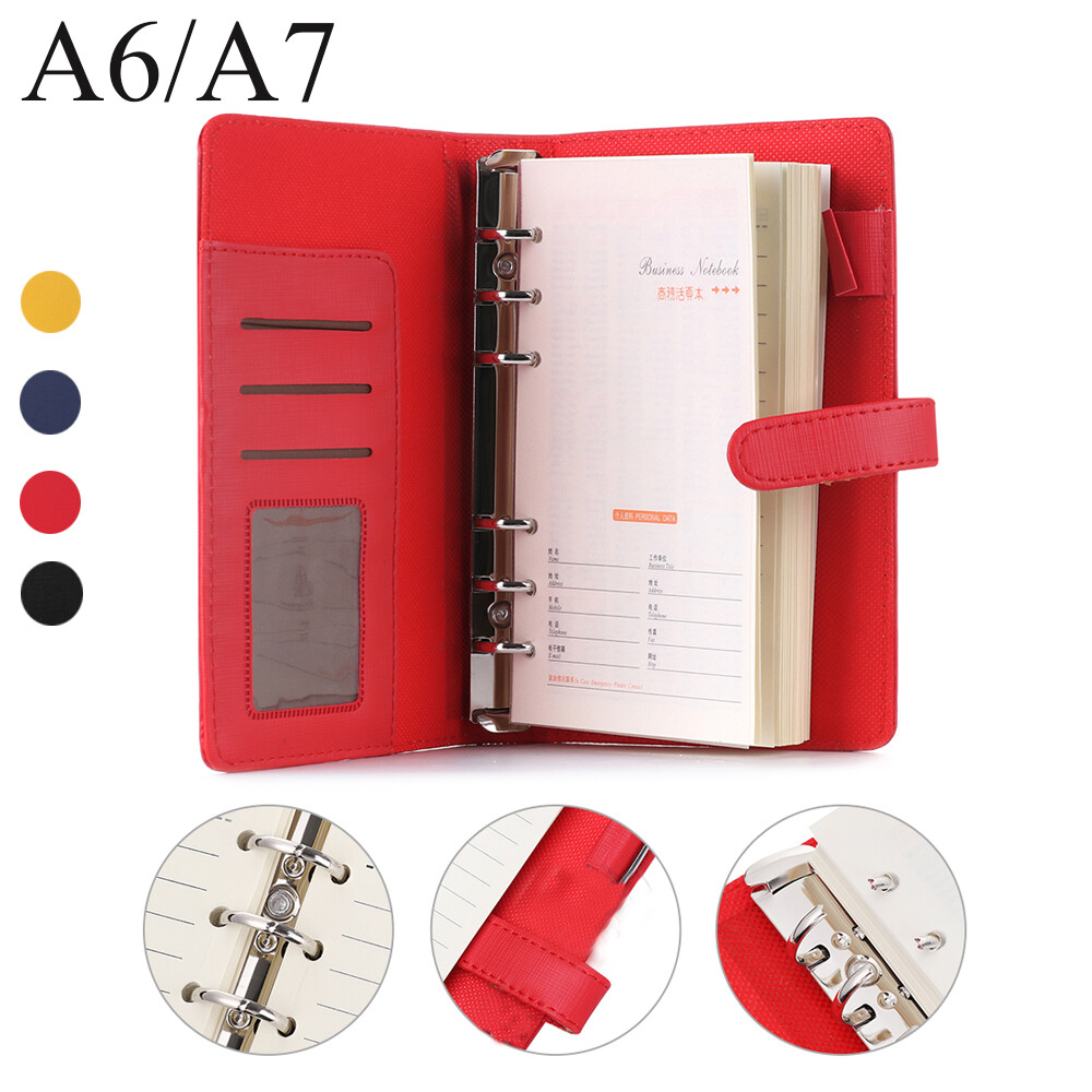 1 pc A6/A7 Business Notebook Soft Leather Loose Leaf Agenda Planner Organizer Travel Journal /Daily Plan Office Supplies