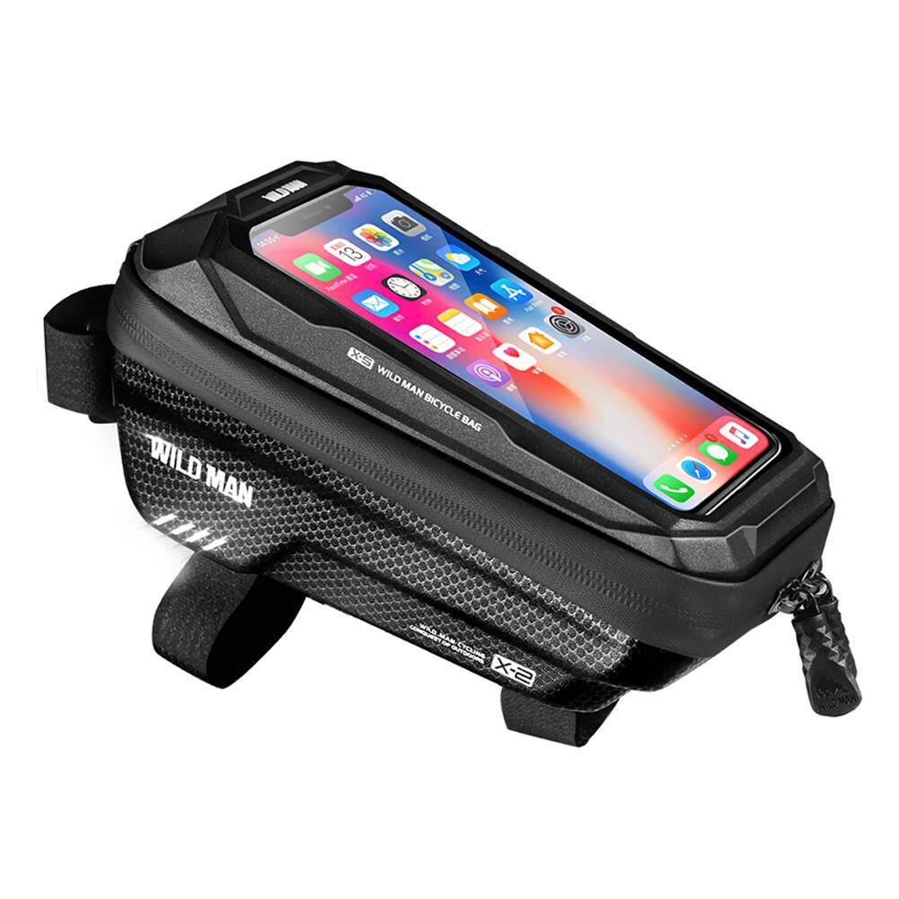 WILD MAN MTB Bicycle Touch Screen Bag Waterproof Top Tube Hard Shell Case