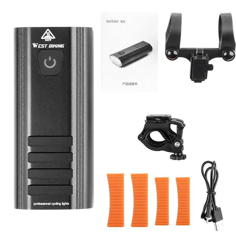 WEST BIKING 1200 Lumen Bicycle light LED Flashlight USB Rechargeable Bike Front Light IPX6 Waterproof Rear Lamp With 2Pcs Bracket Cycling Bike Light