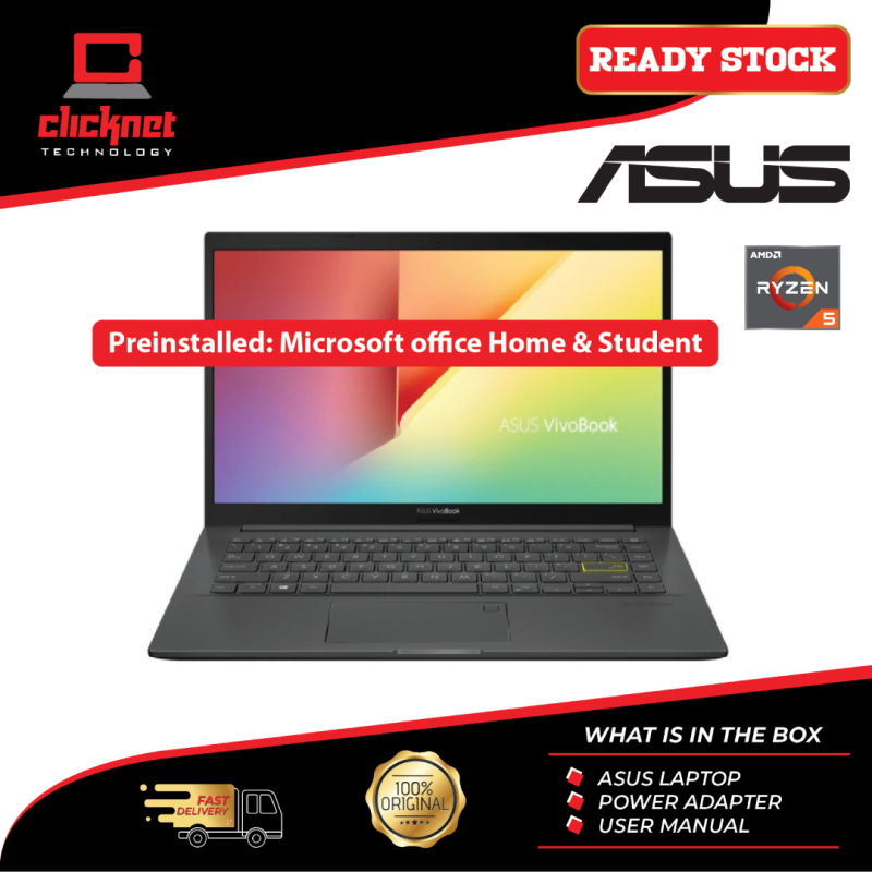 Asus VivoBook 14 M413I-AEK056TS 14 FHD Laptop Indie Black ( Ryzen 5 4500U, 4GB, 512GB SSD, ATI, W10, HS ) Malaysia