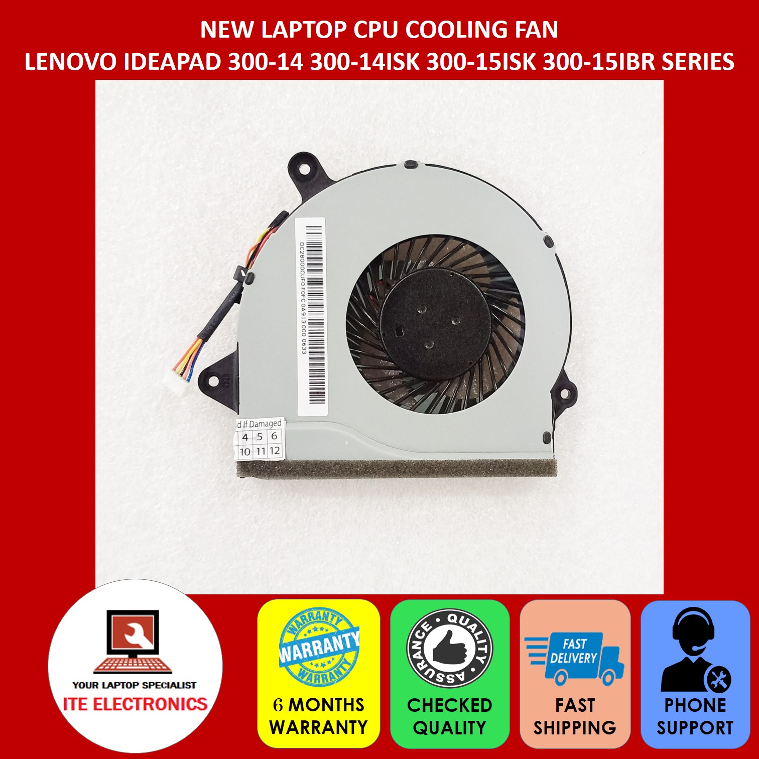 Ventilateur Pour Lenovo Ideapad 300-14ISK/15ISK - Réf. DFS561405PL0T - Remplacement Refroidissement