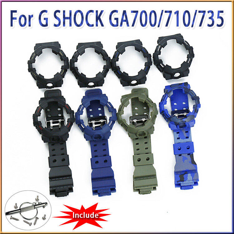( Ready Stock ）NEW Silicone suit Resin case + strap with tools For Casio GA700 710 735