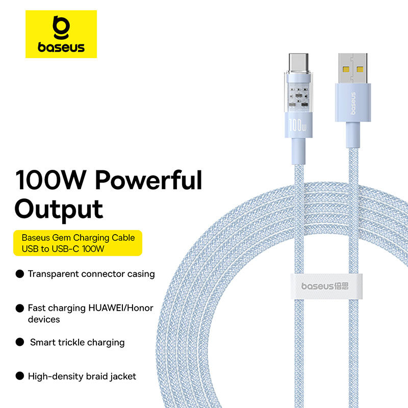Baseus Gem Series Cable 6A 100W USB Type C Cable Fast Charging