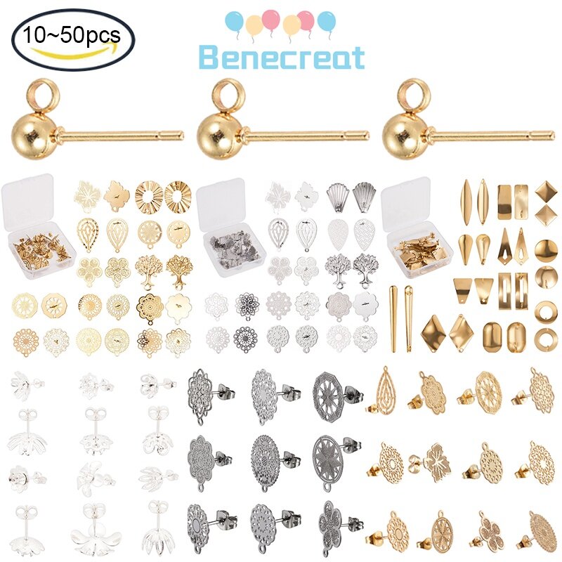 Benecreat Elite 1050 pc 304 Stainless Steel Stud Earring Findings with