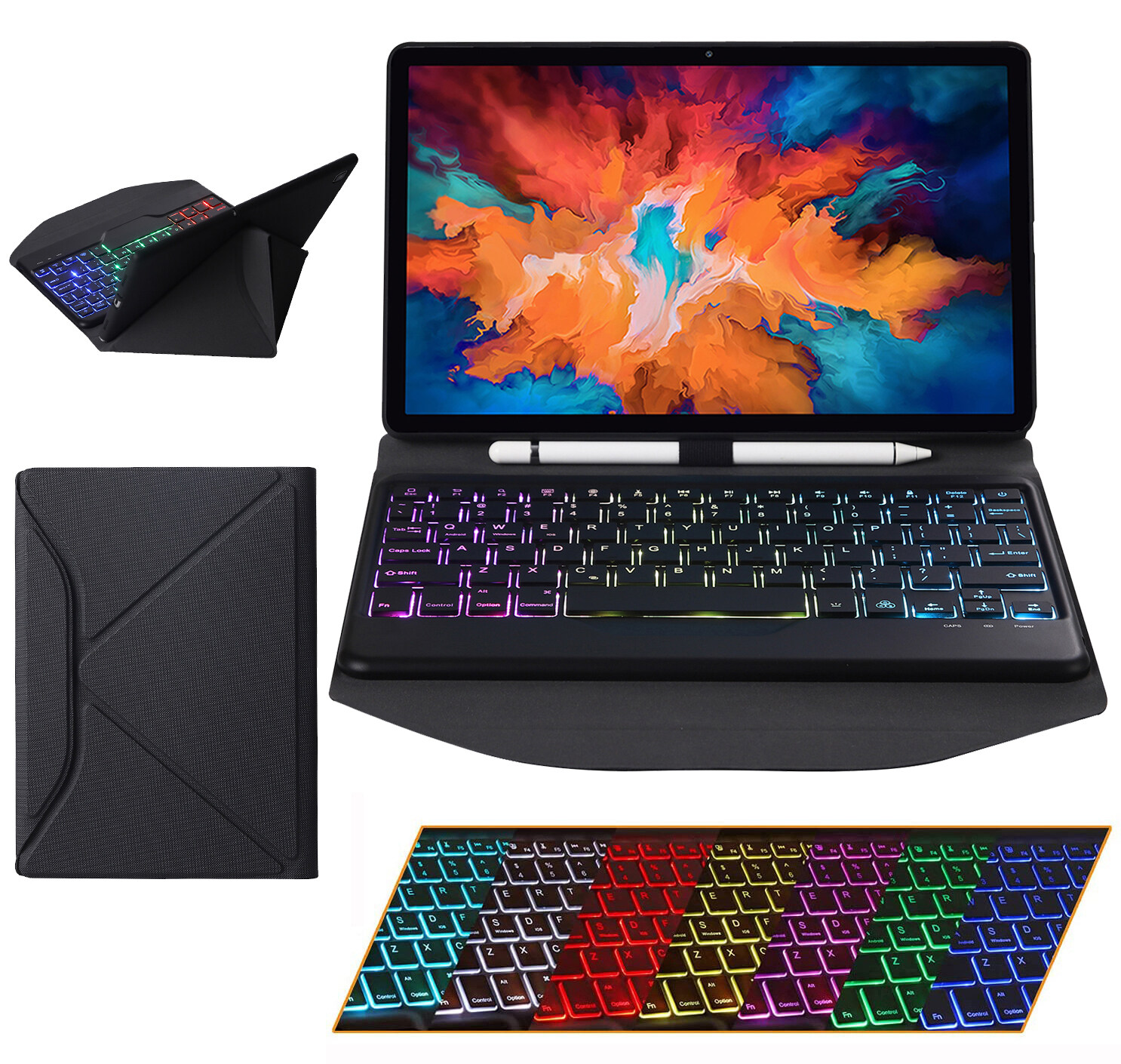 Backlit Keyboard Case for Lenovo Pad Pro 11.5 2021, Slim PU Leather