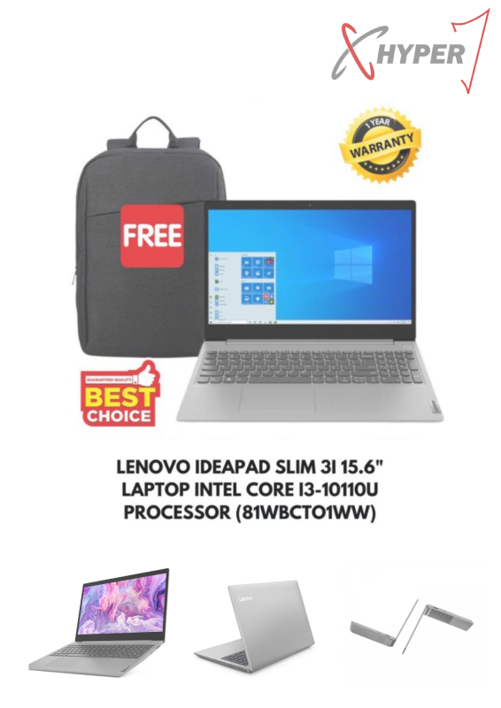 Lenovo Ideapad Slim 3i 15.6 Laptop Intel Core i3-10110U Processor Win10Home 4GB DDR4 RAM 128GB SSD (81WBCTO1WW) Malaysia