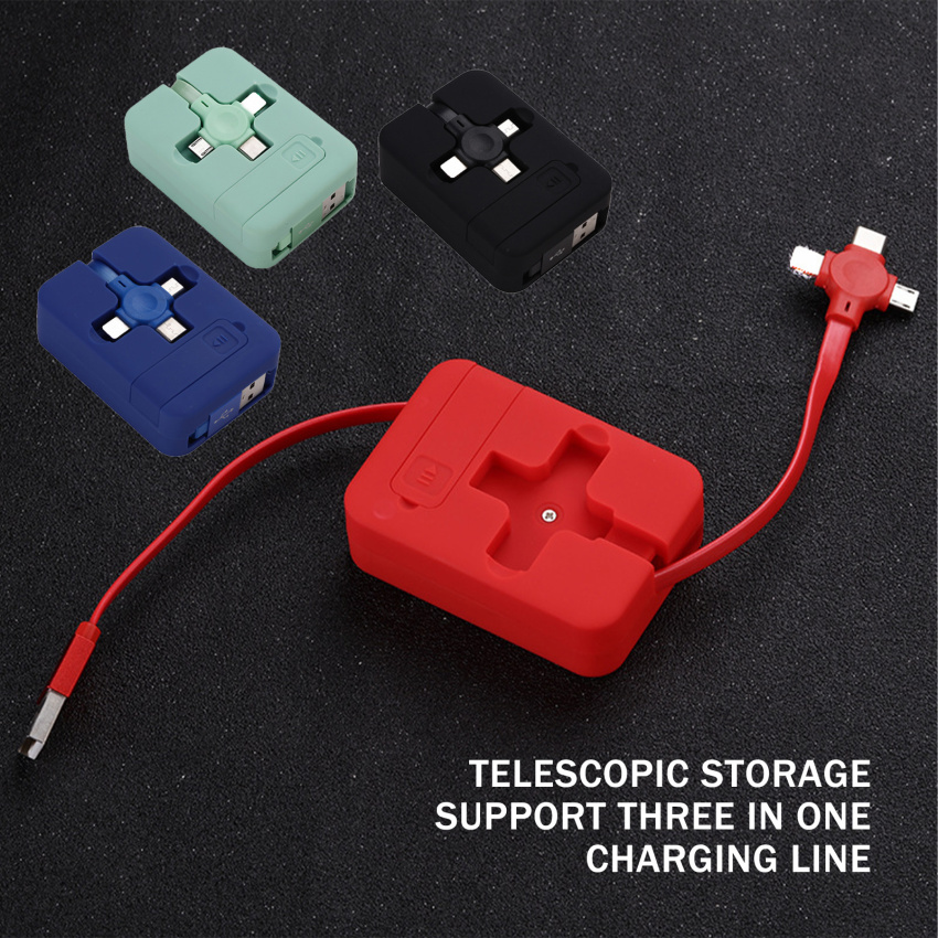 Home Telescopic Storage Bracket Three-In-One Charging Cable, Data Transmission Data Cable