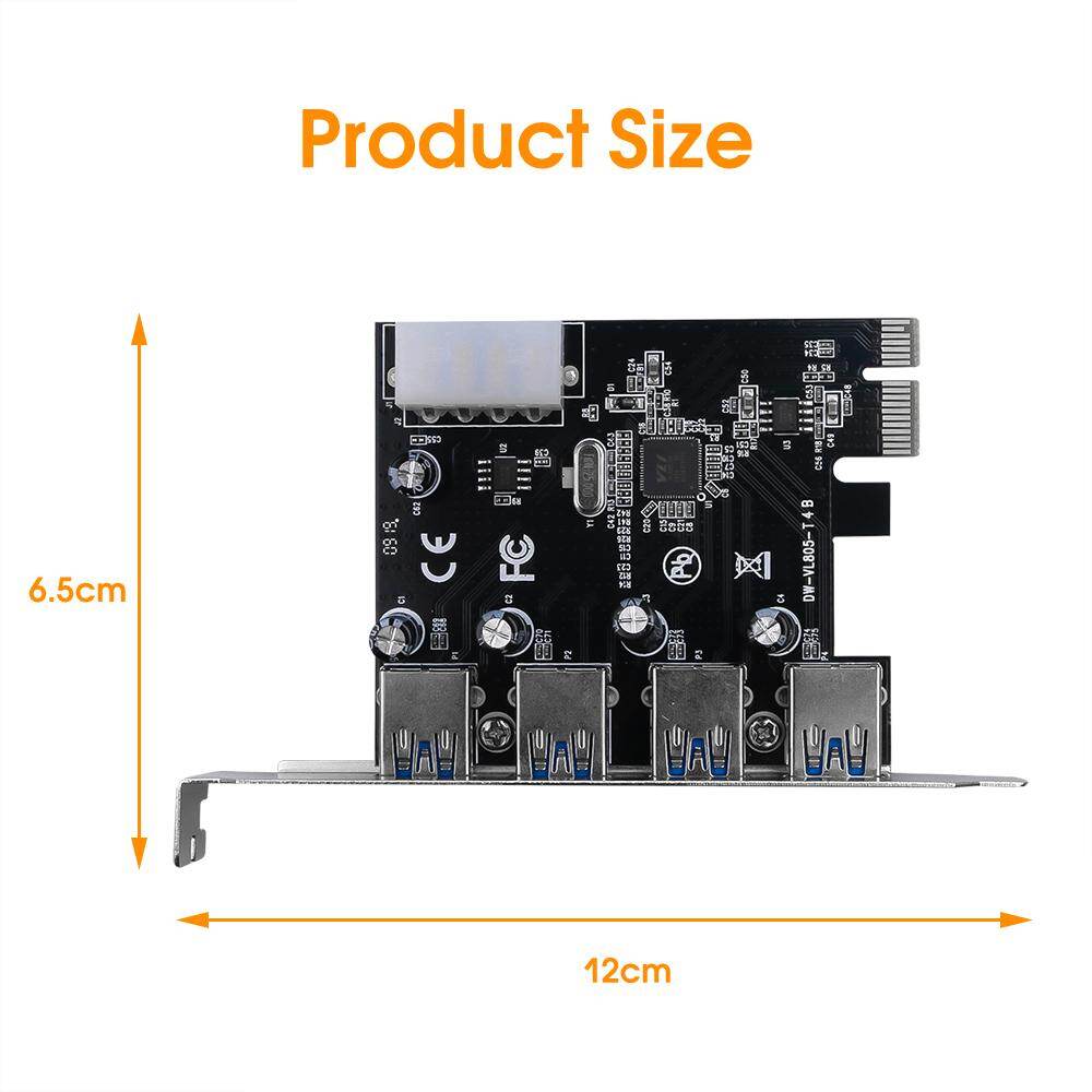 4 Ports USB 3.0 HUB To PCI-E PCI Express Card Adapter Extention Cable