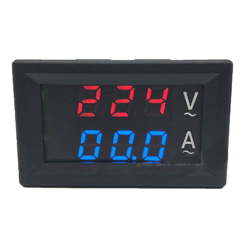 Ac 60-500v 10a mini digital voltmeter ammeter voltage current meter tester blue red dual led display