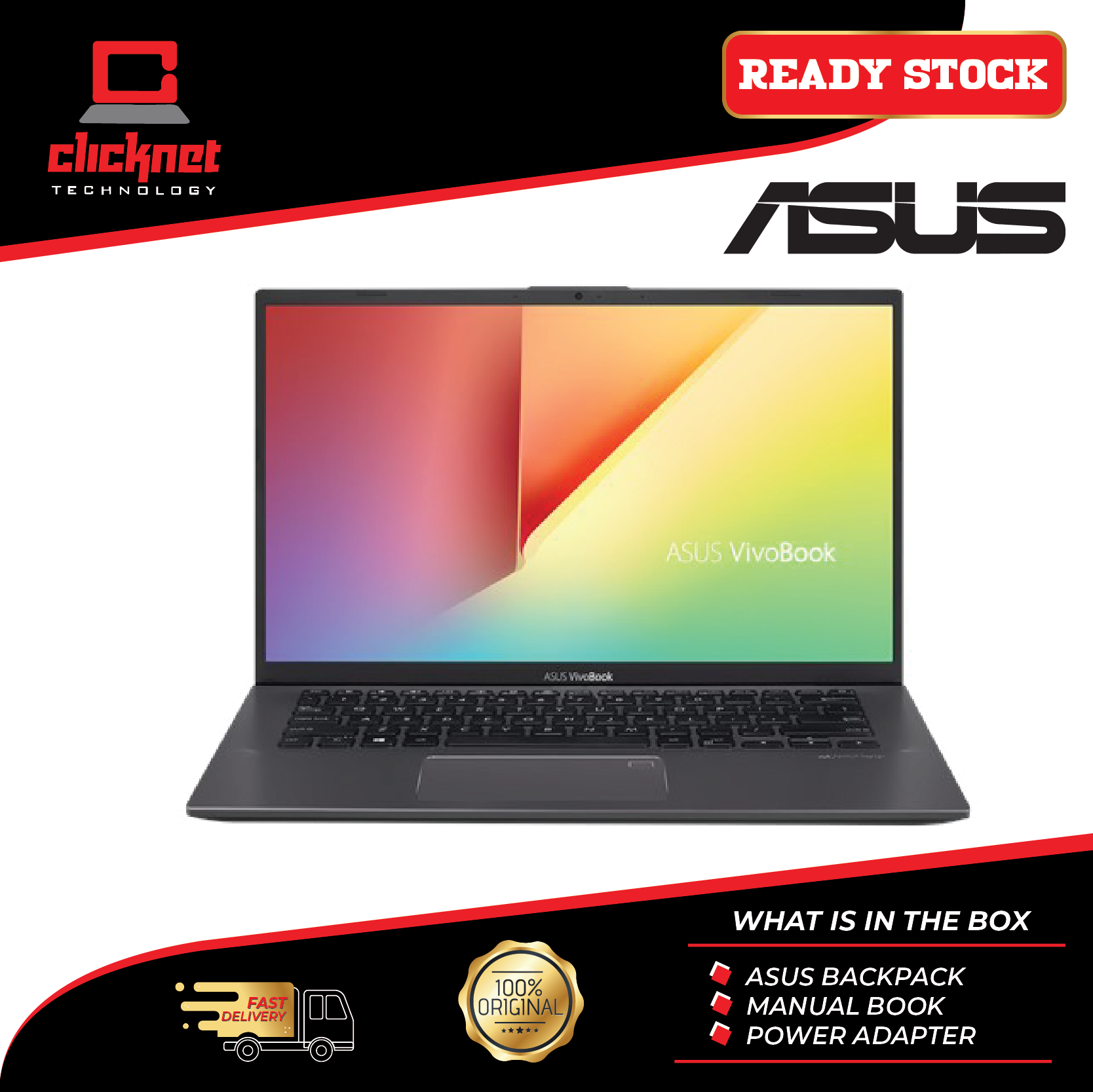 Asus Vivobook A412D-AEK268T 14 FHD Laptop Grey (R5-3500U, 4GB, 512GB, ATI, W10) Malaysia