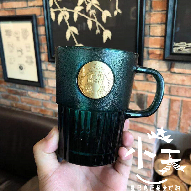 Starbuck 2021 Dark Green Goddess Bronze Medal 400ml Goddess Nameplate with Handle Glass
