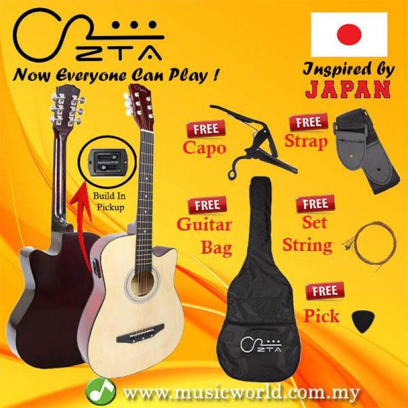 ZTA 38 Inch Acoustic Guitar Natural EQ Pickup Cutaway Starter Pack Folk Guitar Bundle With Plug In Amp Equalizer Malaysia