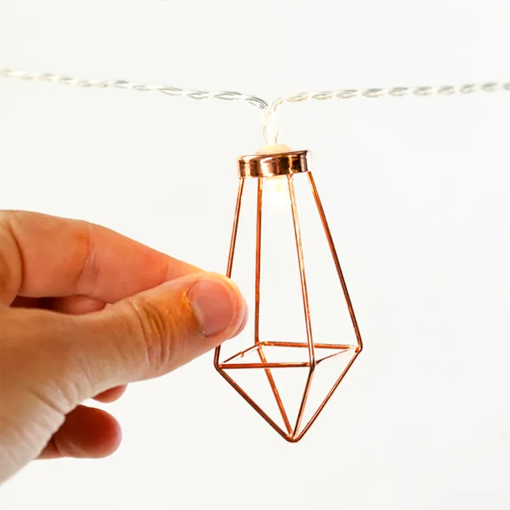 rose gold geometric fairy lights