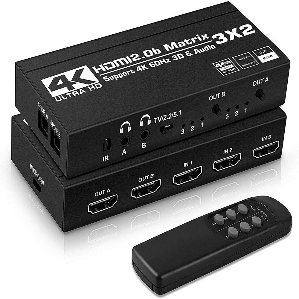 [HOT S] 3X2 HDMI Matrix Splitter Switch 4K 60Hz HDMI 2X2 splitter