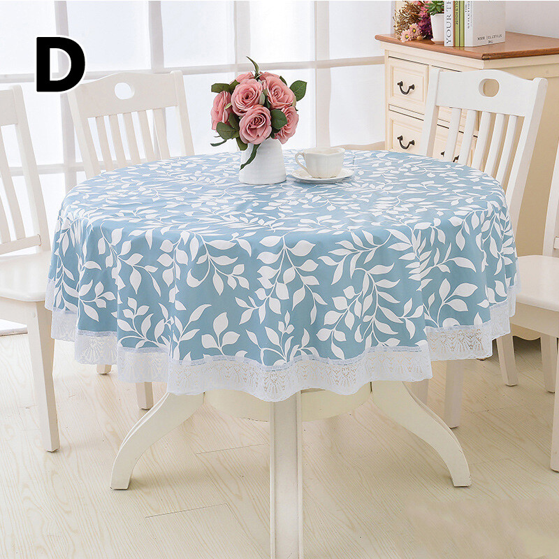 Blue Shop Waterproof PVC Picnic Blanket Table Cover Mantel Mesa Table nappe Tablecloth Round Party Decor Washable Lace