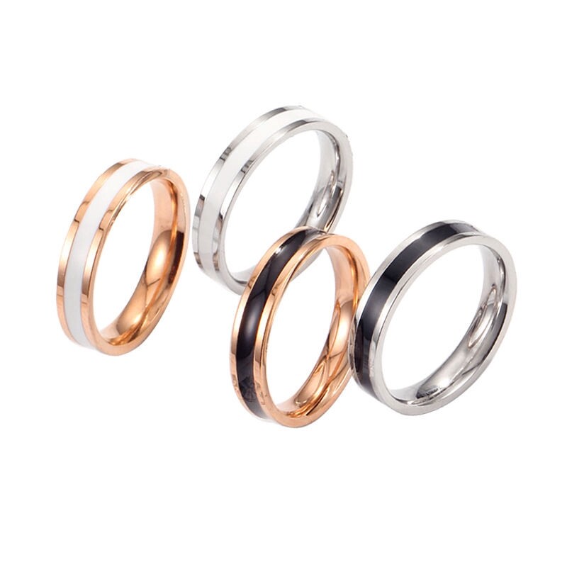 Nhẫn Phong Cách Hàn Quốc Đen Trắng 18K, Dành Cho Cặp Đôi