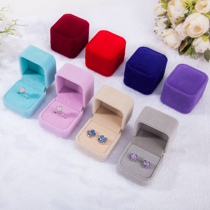 【♡Lovely girls house♡】1pcs Luxury Velvet Square Jewelry Gift Box Wedding Engagement Ring Box For Necklace Earring Bracelet Display Packaging Box