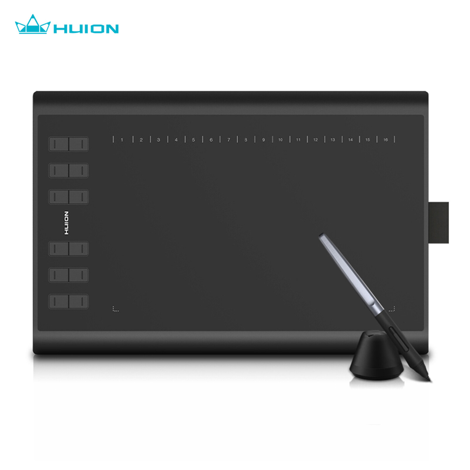 Huion Tablet Gambar Grafis H1060P, Tablet Menggambar Mikro USB 12 Kunci