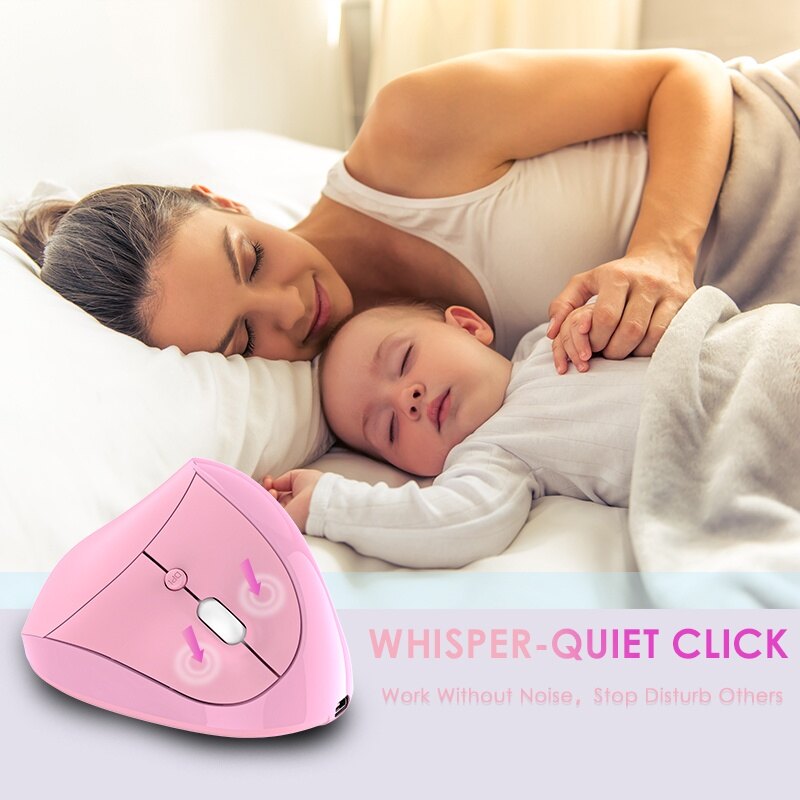 Jelly Comb Chuột Đứng Chuột Không Dây Chuột Không Dây Công Thái Học Màu Hồng Có Thể Sạc Lại 2.4G Chuột Không Dây Cho PC/Máy Tính Xách Tay/Windows/Io S