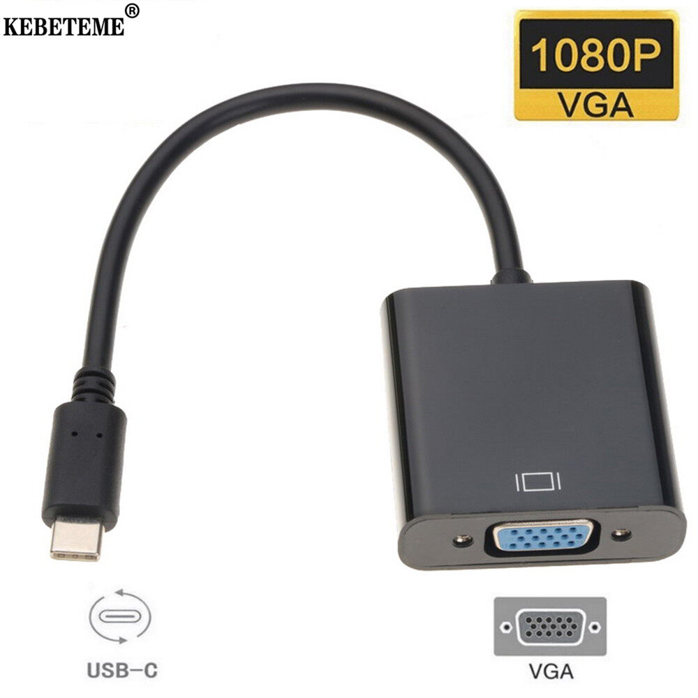KEBETEME Type C To VGA Adapter Cable USBC USB 3.1 To VGA Adapter For Chromebook
