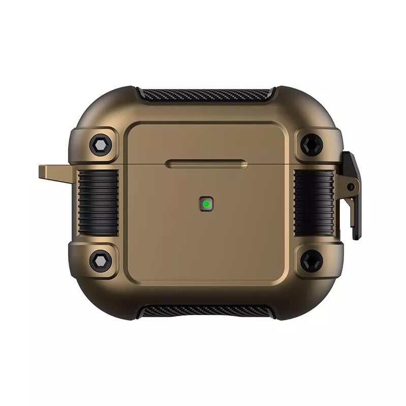 Armor AirPods Case Cover for Airpods 1 2 3 Pro with Lock Clip Military Hard Shell Full Body Shockproof Protective Case with Keychain for Airpods Pro Charging LED Visible
