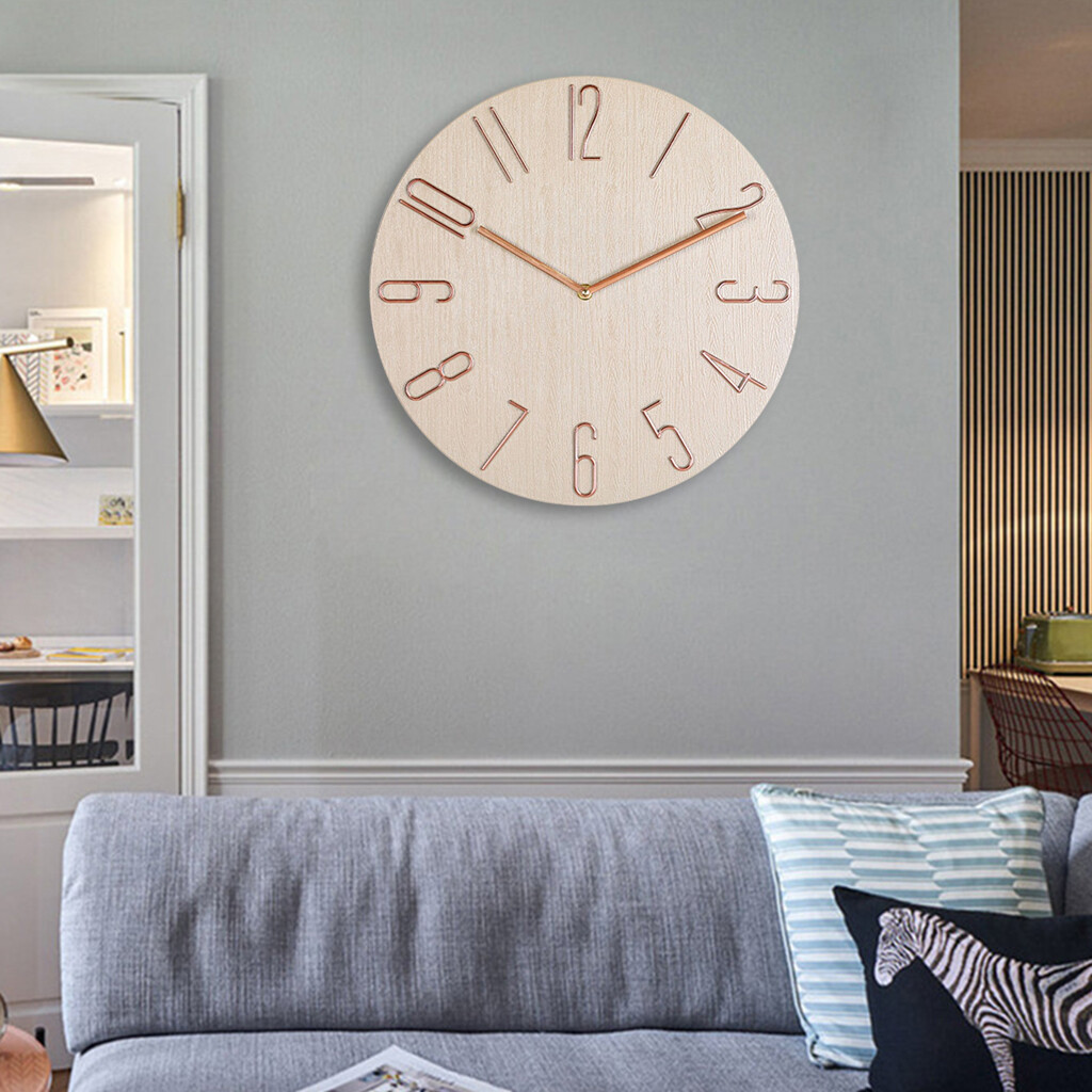 Blesiya 12'' Wall Clock Quartz Round Wall Clock Silent Wall Clock Battery Operated