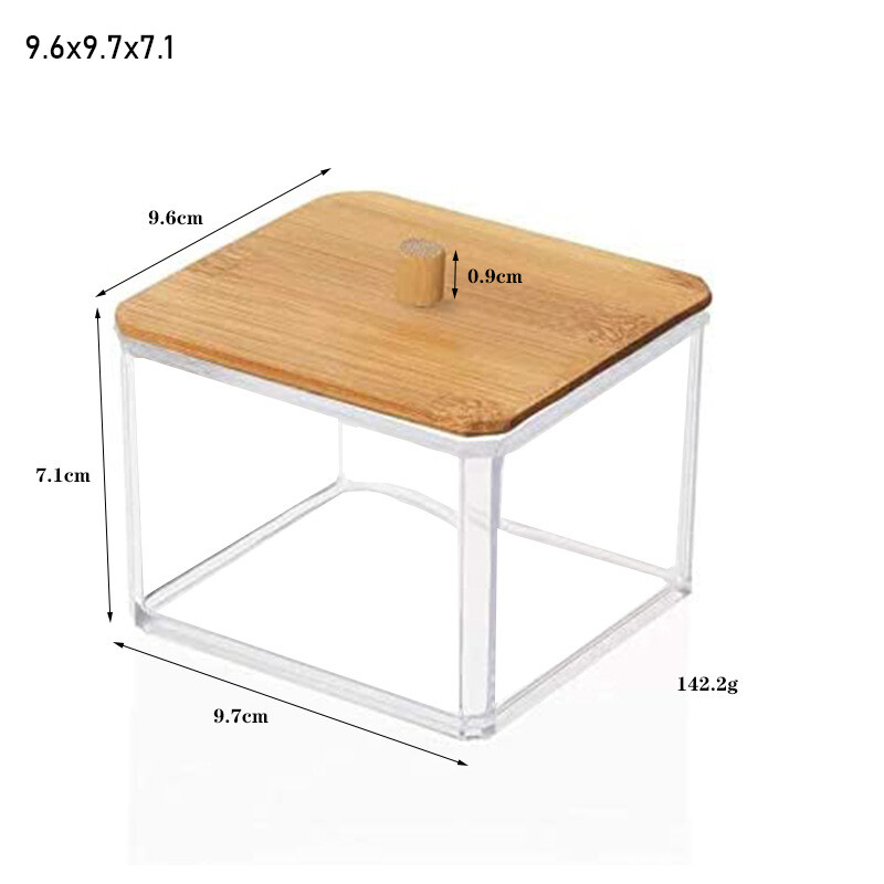 Acrylic cosmetic cotton swabs storage box European transparent bamboo cover seasoning box can be superimposed desktop finishing box.