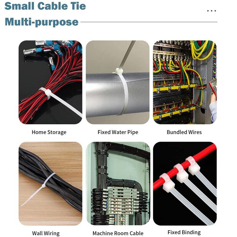 200Pcs Plastic Nylon Cable Ties Detachable Self-locking Cord Ties Straps Fastening Loop Reusable Wire Ties For Home Office