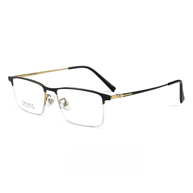 FIRADA Fashion Comfortable Eyeglasses Vintage Titanium Square Half Frames Eyewear Business Prescription Glasses Frame Men T8016B