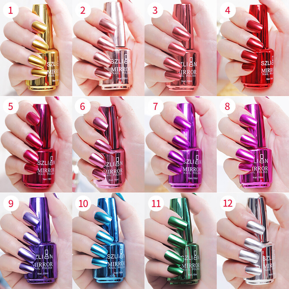 AWEI1 Metallic Nail Polish Magic Mirror Effect Chrome Harmless Long-Lasting Varnish