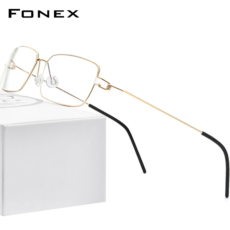 FONEX Screwless Eyewear Titanium Alloy Glasses for Men Eyeglasses Frames Korean Style Denmark Women Ultralight Optical Rectangle Eyewear 98606