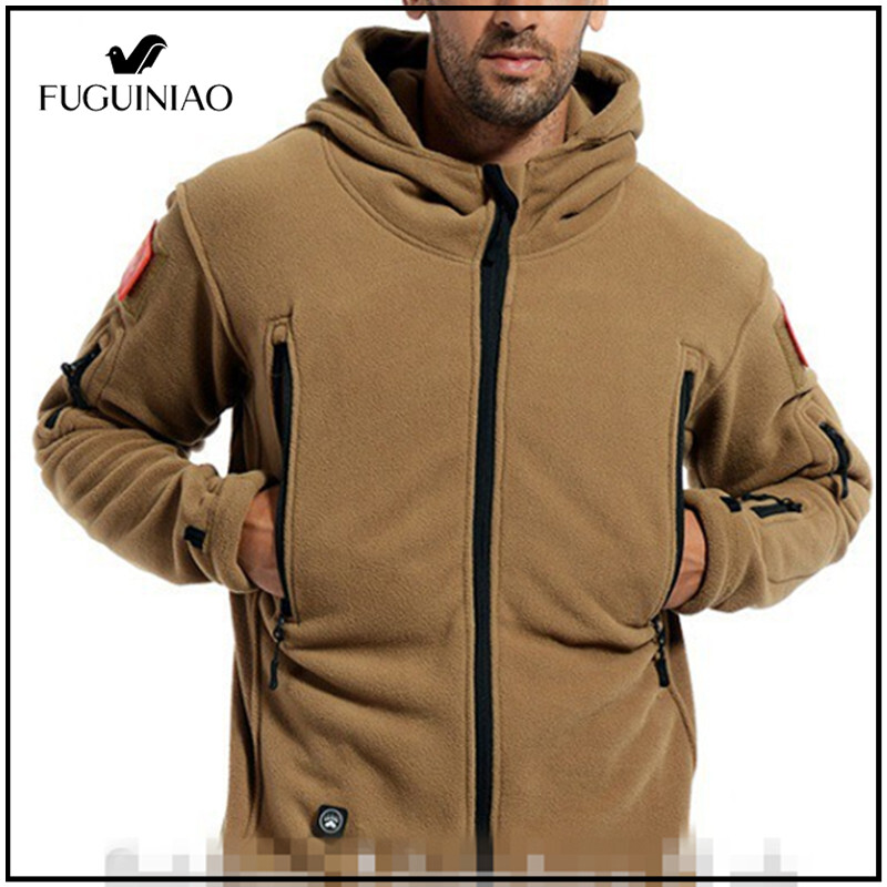 FUGUINIAO special forces shark skin soft shell Men's Fleece Lined jacket male outdoor military fan tactical jacket windproof and rainproof