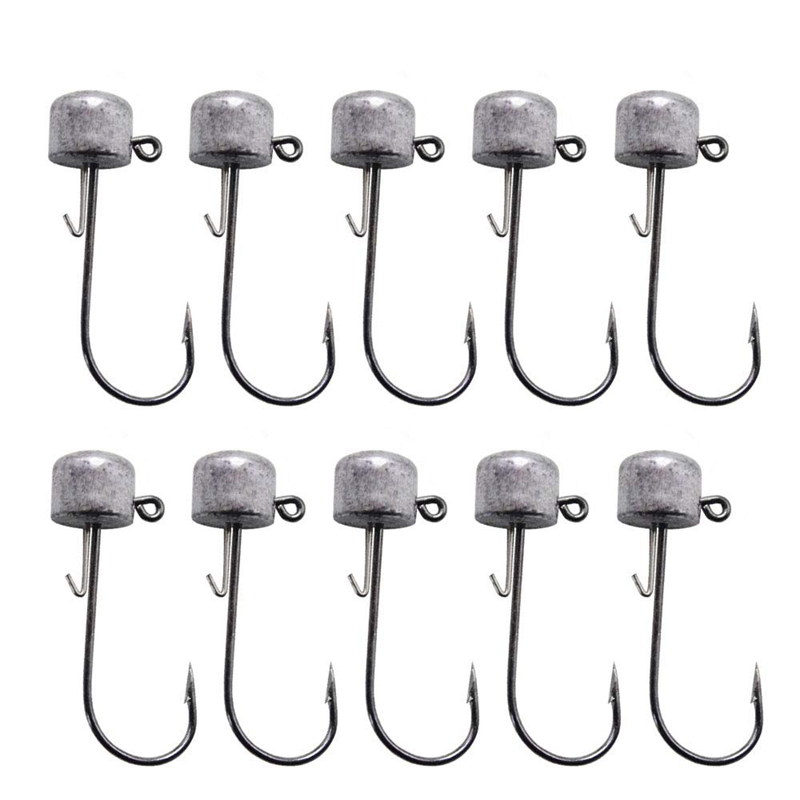 Reaction Tackle Tungsten Mushroom Head Ned Rig Jig Heads - Weedless Finesse Jigs For Bass Fishing, 1/4 Oz Red EWG (5 Pack)