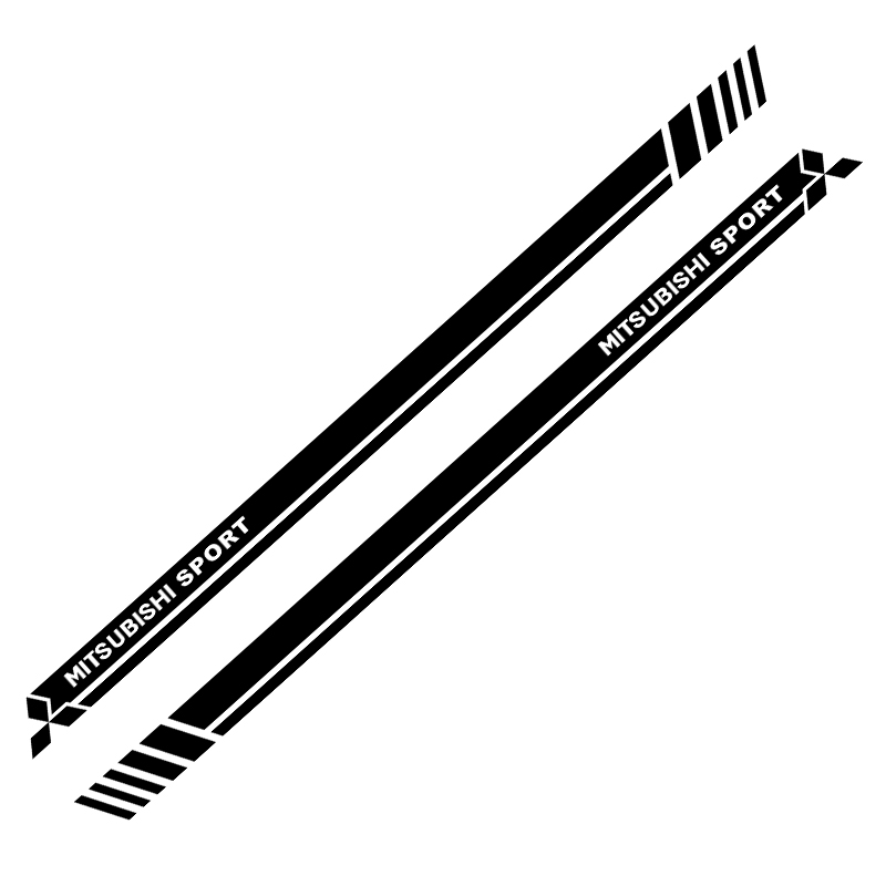 Mitsubishi 2pcs New Car Side Stripes DIY Decal Car Logo Body Sticker Vinyl Film Car Decoration For Outlander Xpander ASX Lancer Outlander Colt Sport Mirage