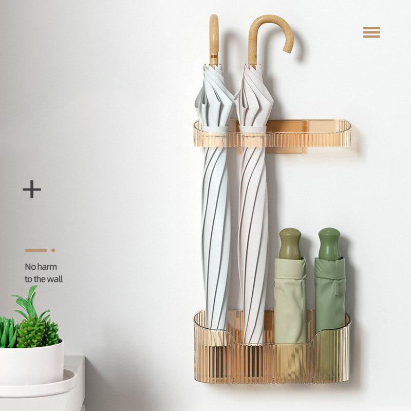 plastic umbrella storage rack wall-mounted non-marking installation transparent non-perforated large umbrella storage storage