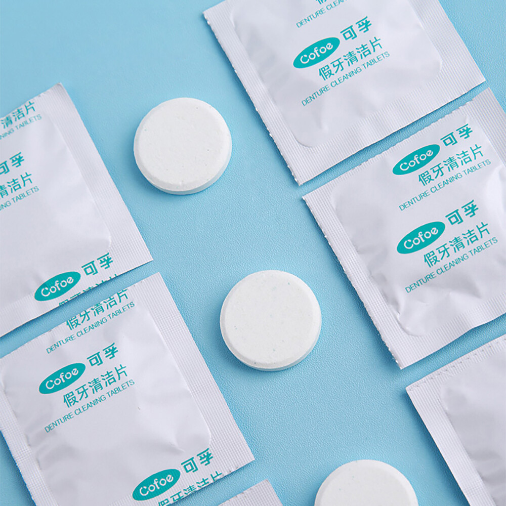 Cofoe 60 Viên Làm Sạch Răng Giả Cái/hộp Viên Sủi Răng Giả Chuyên Dụng Tẩy Vết Bẩn Khử Trùng Khử Trùng Chăm Sóc Răng Miệng