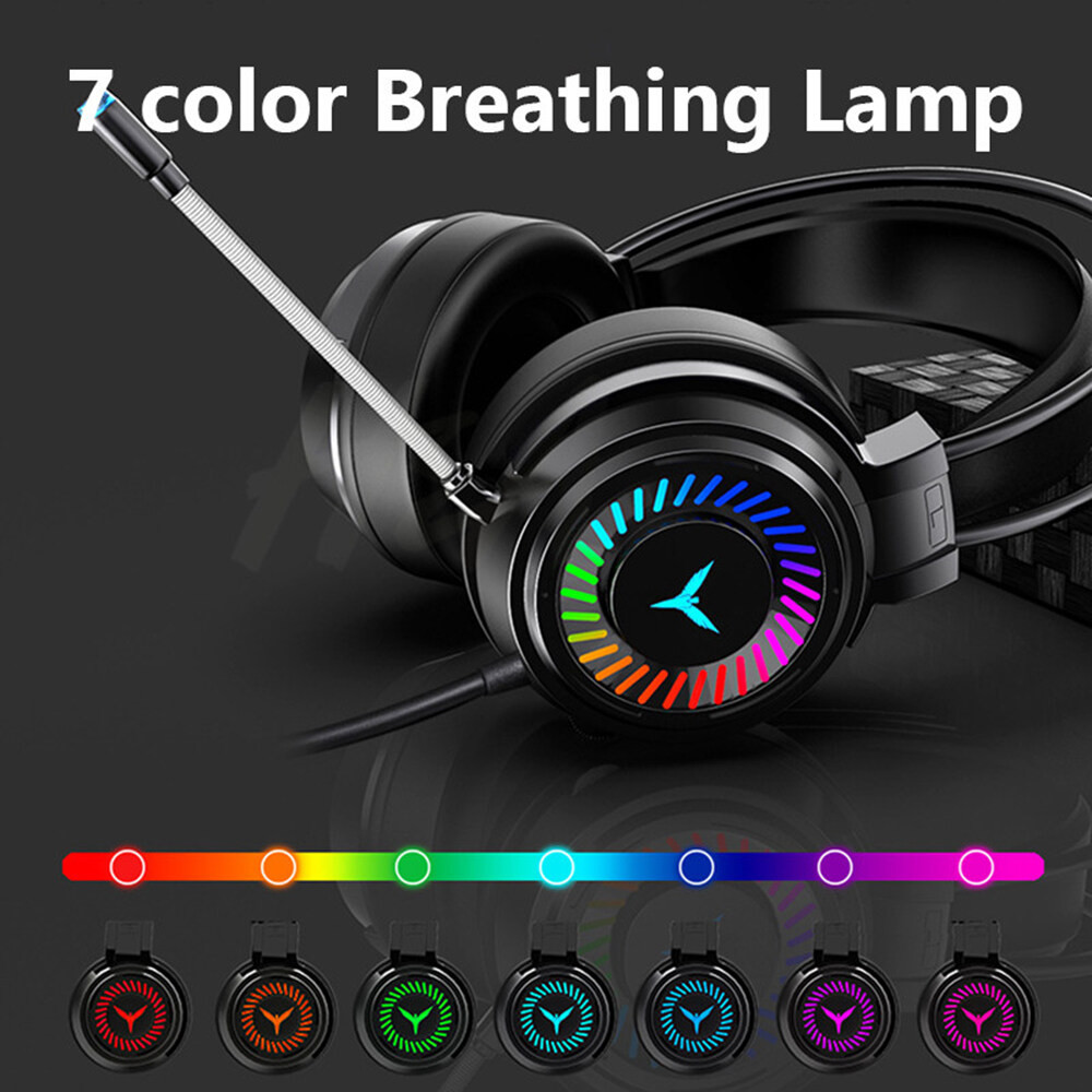 Kebememe Tai Nghe Tai Nghe Surround Âm Thanh âm thanh nổi có dây Tai Nghe micrô USB Colourful Ánh Sáng PC Tai nghe máy tính xách tay