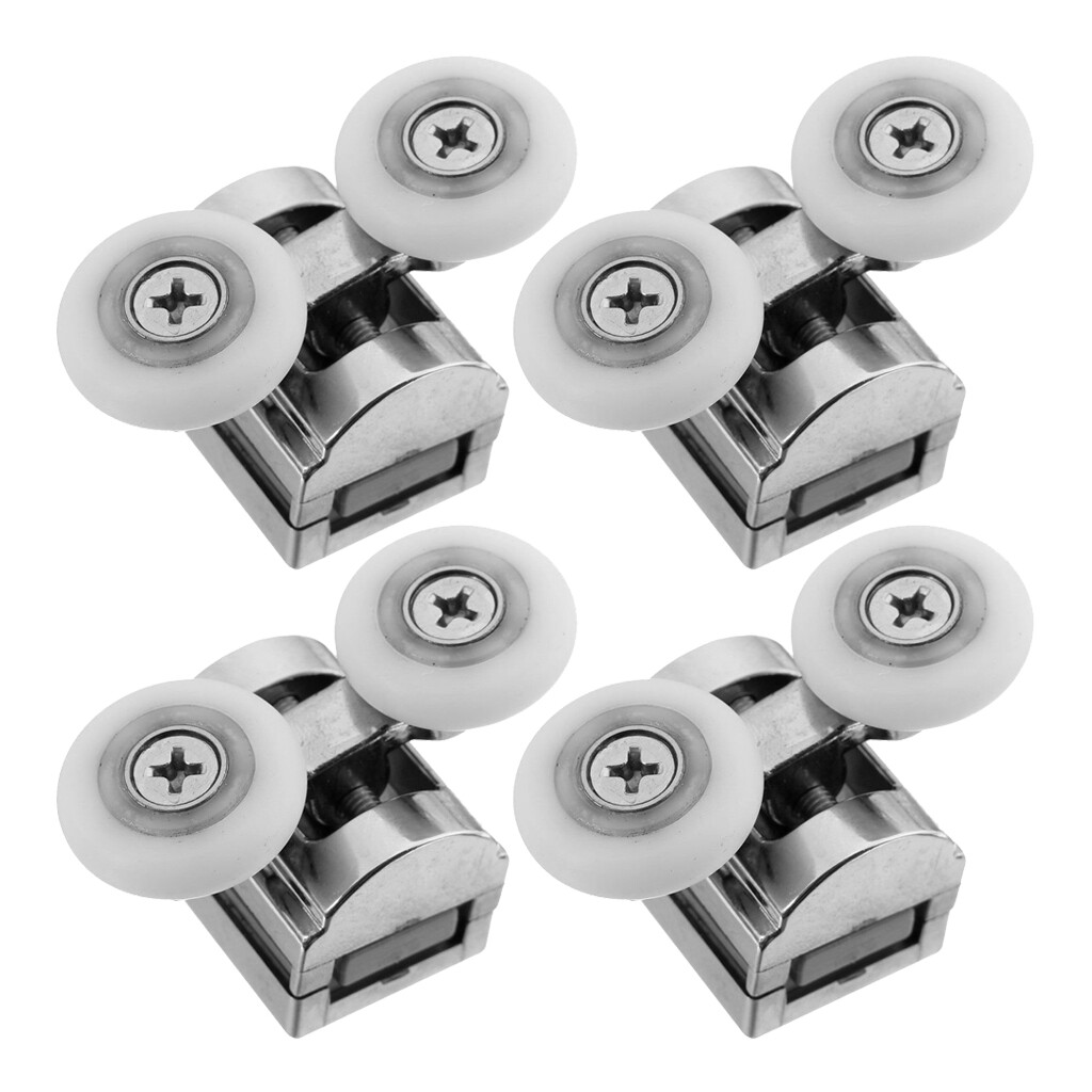 Baoblaze 4Pcs Double Sliding Shower Door Glass Upper Rollers Runners Wheels 23mm