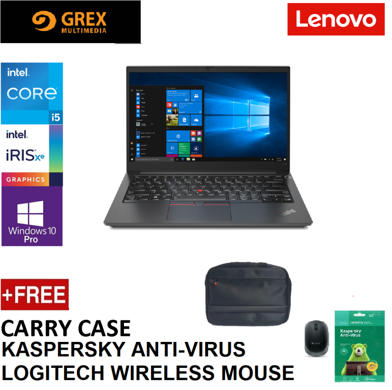 LENOVO THINKPAD E14 GEN 2 20TA000HMY LATPTOP (I5-1135G7,8GB,256GB SSD,14 FHD,IRIS XE GRAPHICS,WIN10 PRO) FREE CARRY CASE + KSPSKY ANTI-VIRUS + LOGITECH WIRELESS MOUSE Malaysia
