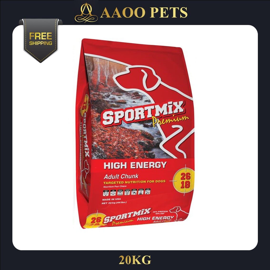 AAOO Pets Sportmix Premium High Energy Adult Chunk Dog Food 20kg Dog Food Pet Food Lazada
