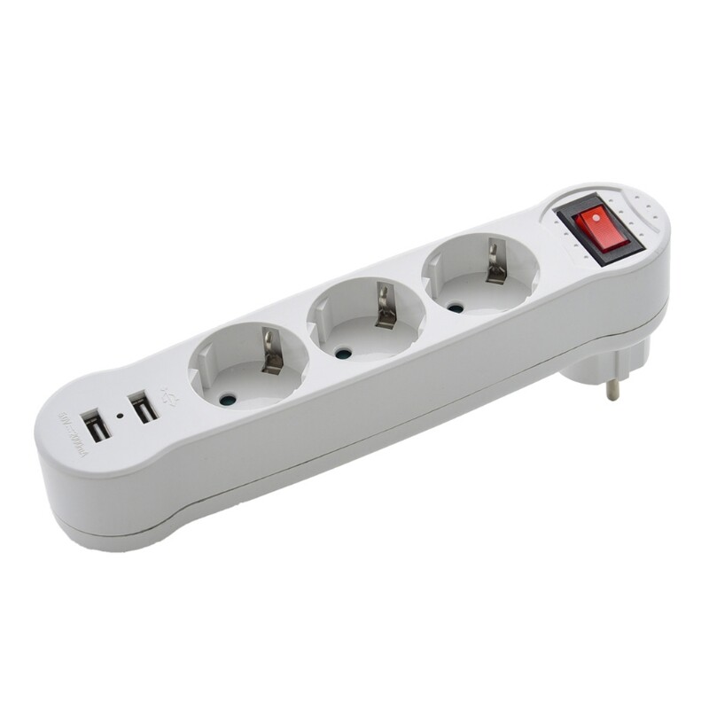 Porous Terminal Board 16A Conversion Plug Adapter AC Dual USB Ports 1 to 3 Way EU Standard Power Adapter Socket Strip