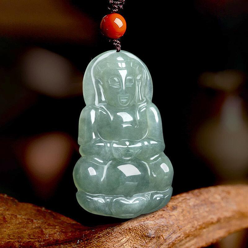 TIMESWIND Genuine Natural Ice Jade Buddha Green Snowflake Guanyin Lucky Women Pendants Y1N