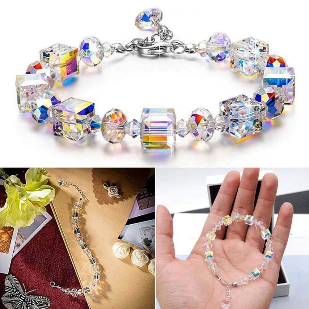 Mê hoặc Màu Sắc "MỘT Chút Lãng Mạn" Vòng Tay Pha Lê Series Được Làm với Tinh Thể Co Giãn Có Thể Điều Chỉnh Vòng Tay Tinh Thể