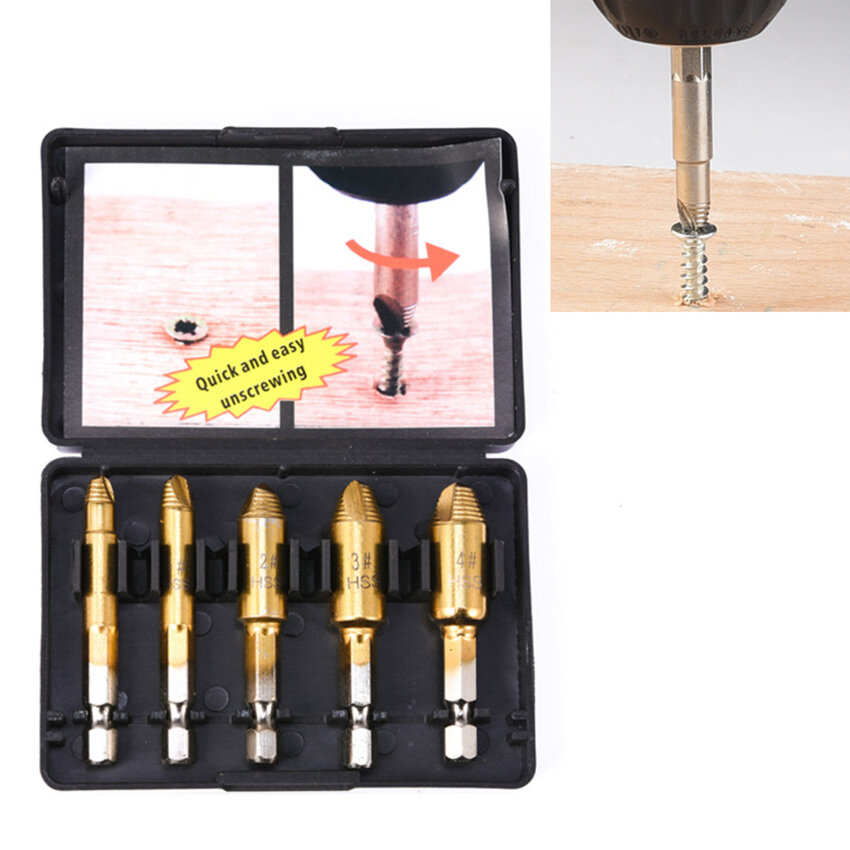 5 Cái/bộ Mũi Khoan Tháo Vít Hư Hỏng Dụng Cụ Tháo Vít Bu Lông Gãy Bộ Mũi Khoan Vít Lục Giác Gãy Dễ Dàng Và Nhanh Chóng