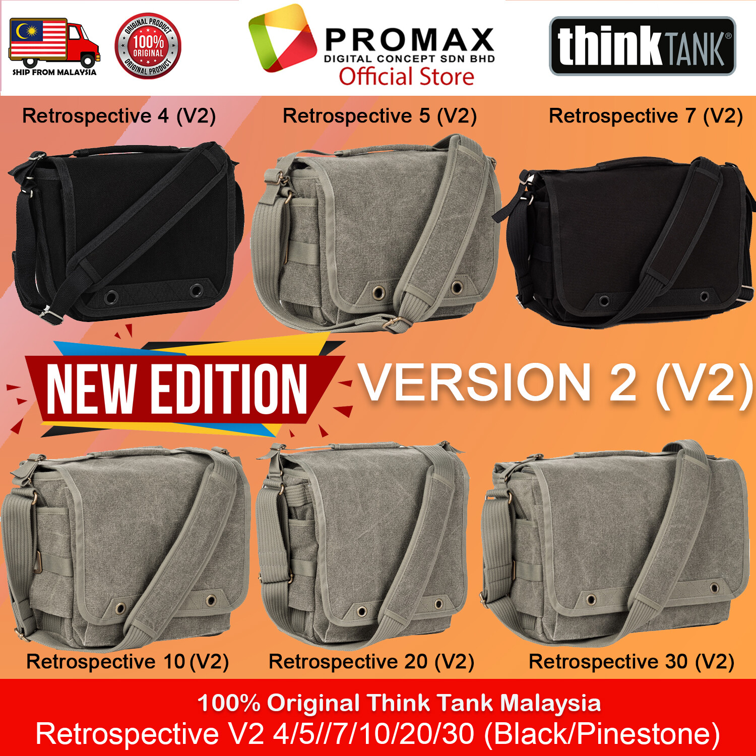 Original ThinkTank Photo Retrospective V2 4/5/7/10/20/30(Black